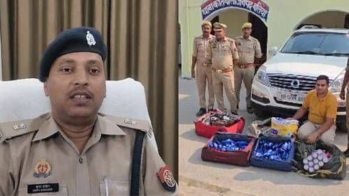 बिहार पुलिस में तैनात दरोगा विभिन्न ब्रांड की 121 लीटर शराब के साथ गिरफ़्तार।