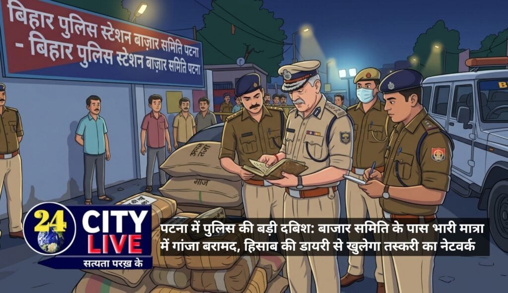 पटना में पुलिस की बड़ी दबिश: बाजार समिति के पास भारी मात्रा में गांजा बरामद, हिसाब की डायरी से खुलेगा तस्करी का नेटवर्क